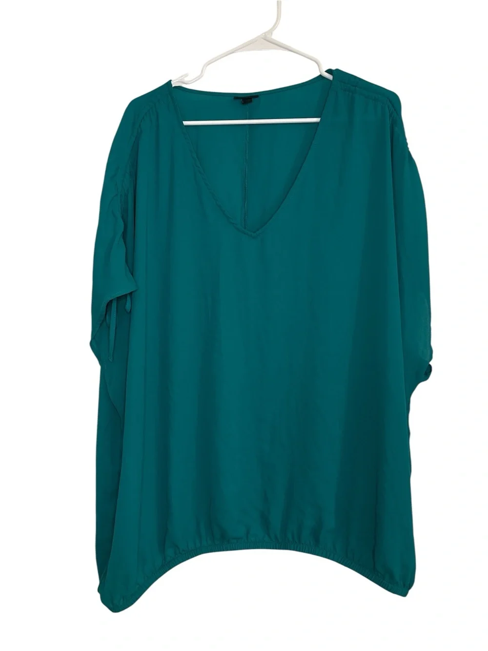 Torrid Teal Georgette Dolomain Shirring Tie Detail Blouse Plus Size 3X NWOT - Picture 1 of 4